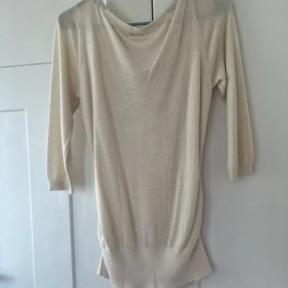 Reitmans bling sweater top shirt beige cream white rhinestone crystals silver๐ - Picture 5 of 5